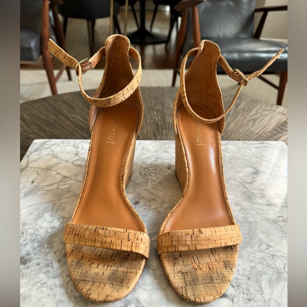 J. McLaughlin 4” cork wedge sandals